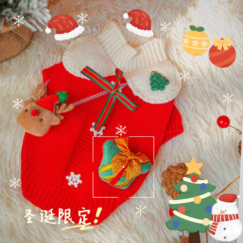 Puppy Dog Autumn And Winter Christmas Elk Pet Sweater