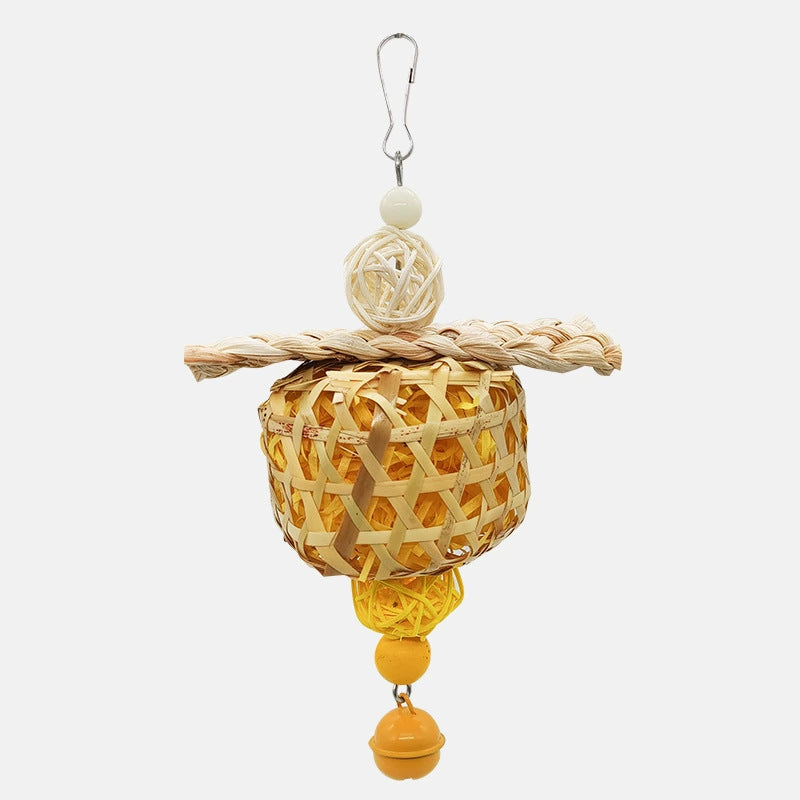 Parrot Bird Toy Bamboo Cage Scraps Of Paper Bite Pendant Corn Husk Woven