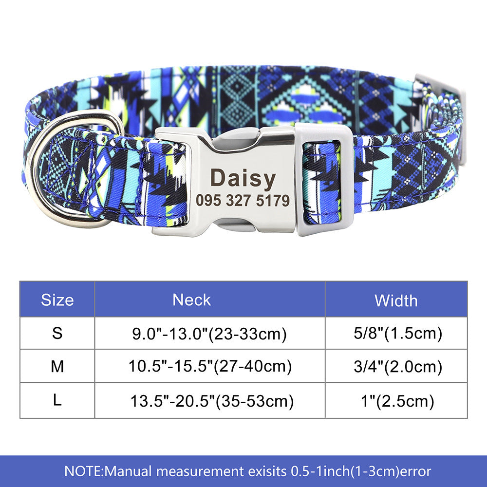 Nylon Pet Collar Personalized Customization