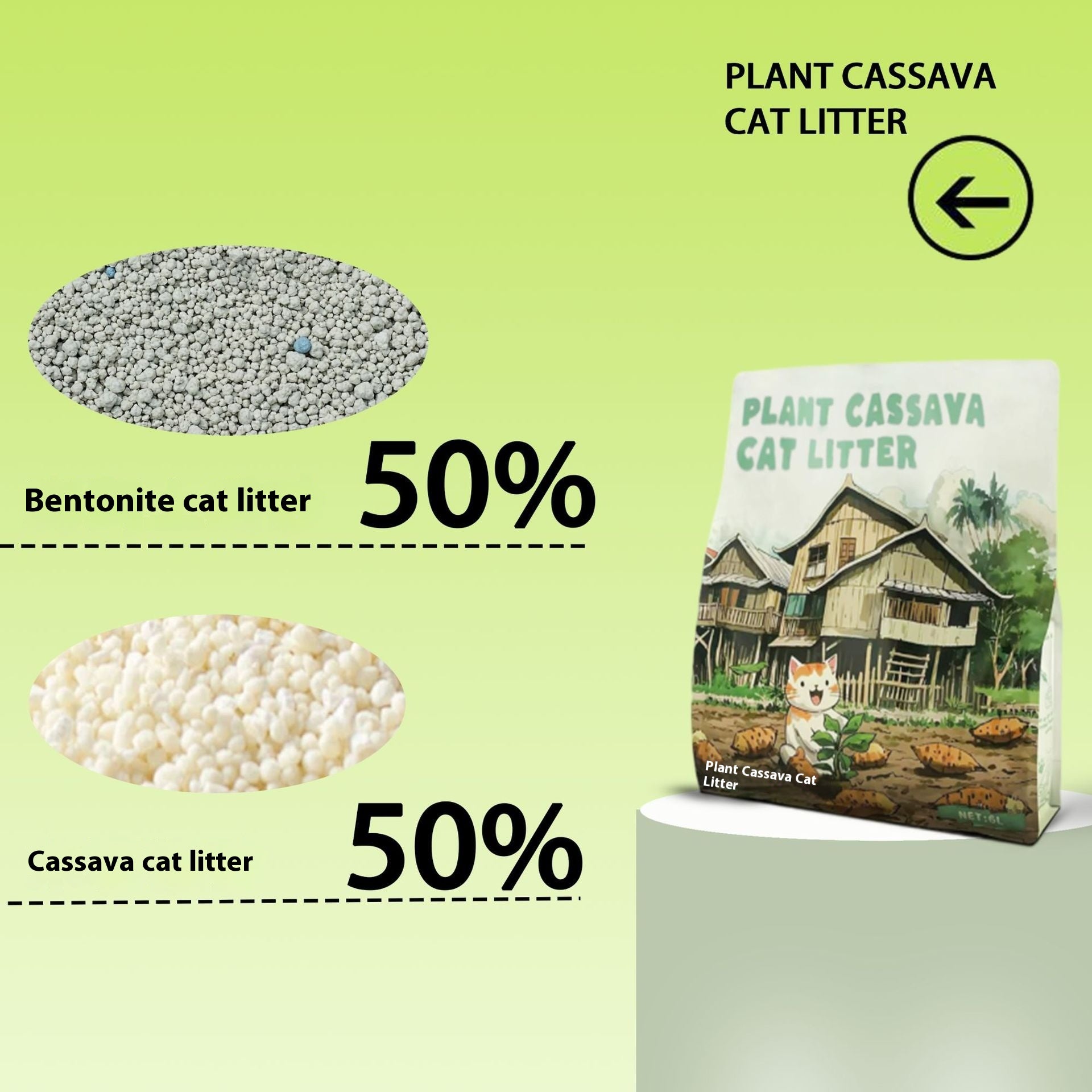 Plant Bitter Cassava Cat Litter Puffed Deodorization Dust-free