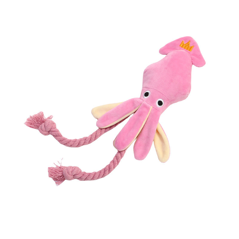Cute Squid Small Dog Toy Sound BB Plush Pet Puppy Rope Toys Chew Squeak Toys For Cat