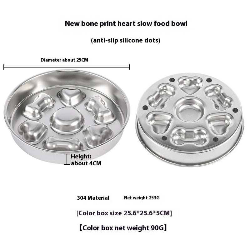 Non-slip Anti-choke 304 Stainless Steel Pet Slow Feeding Bowl