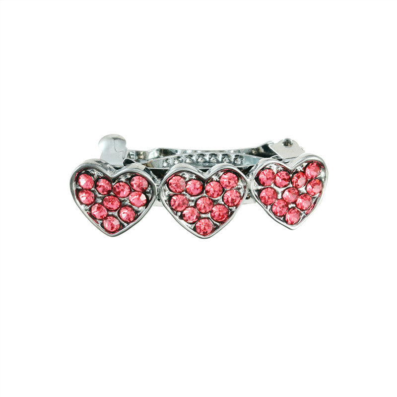 Rhinestone Alloy Peach Heart Barrettes Dog Pet Ornament