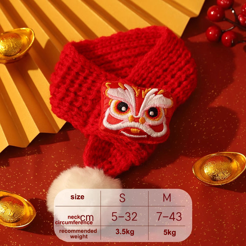 Cat Clothes New Year's Scarf Collar Autumn And Winter Kitten New Year's Festive Puppy Accessories Pet Scarf Dog Scarf