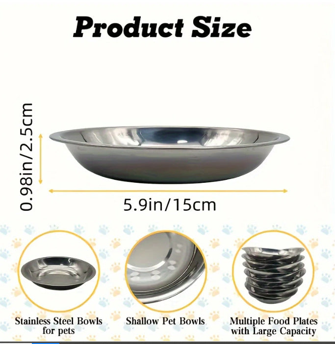 Pet Feeding Cat Food Pet Plate Stainless Steel Thickened Rice Basin