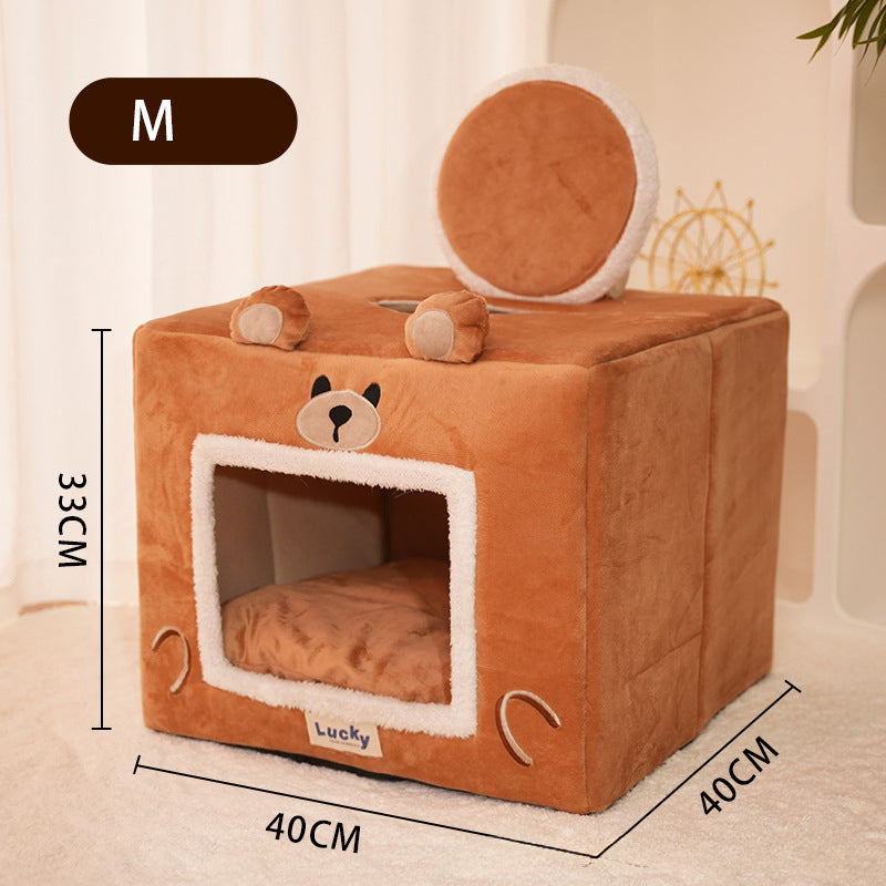 Cat House Cat Bed Snooze Indoor Kennel Self Warming Sleeping Washable Removable Pet Tent Cave Bed Pet Shelter For Puppy Dog