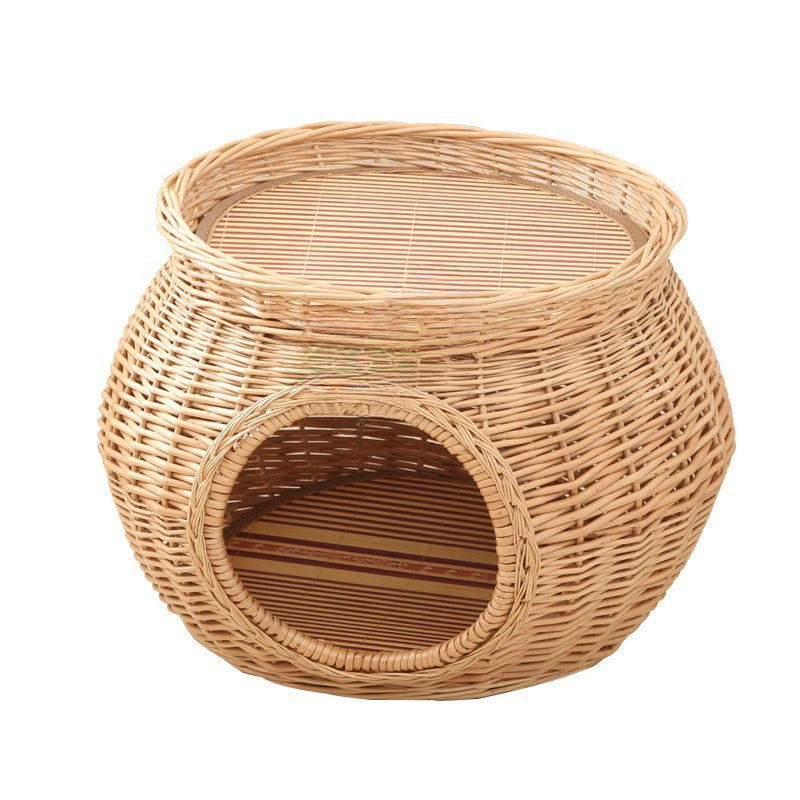 Rattan Cat Nest Summer Cool Kennel Wicker Cat House