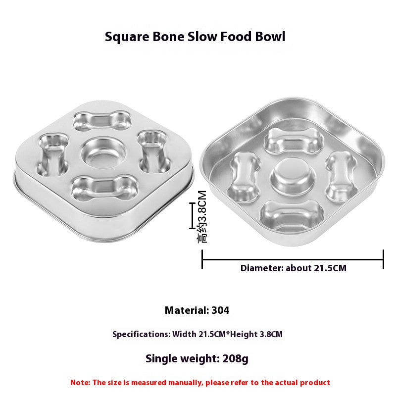 Non-slip Anti-choke 304 Stainless Steel Pet Slow Feeding Bowl