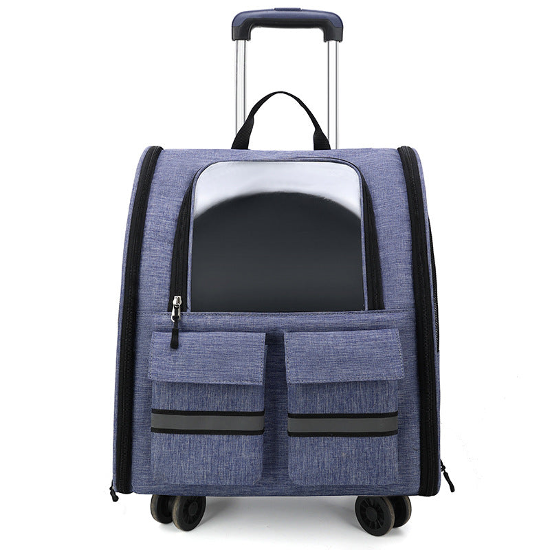 Double Shoulder Pull Rod Breathable Foldable Pet Cat Bag