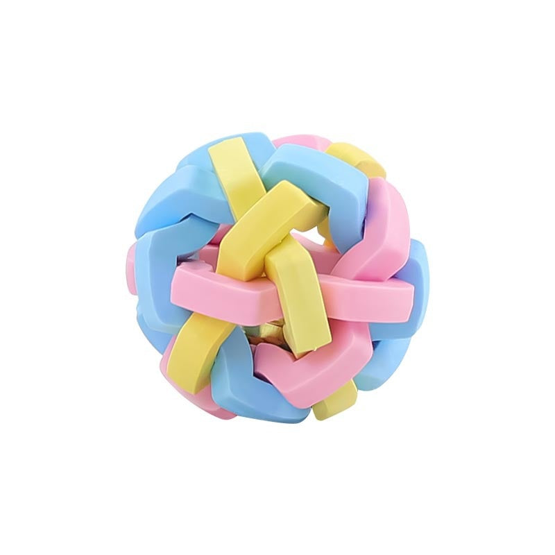 Pet Toy Ball Colorful Woven Ball Colorful Bell