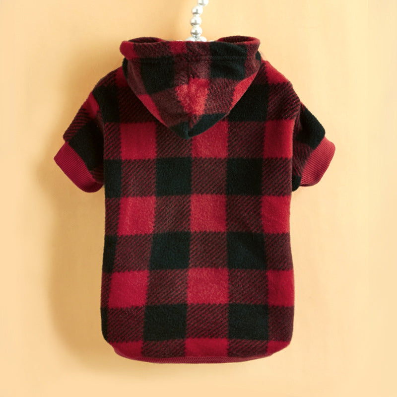 Puppy Warm Anti-lint Clothes Plaid Hoodie Universal