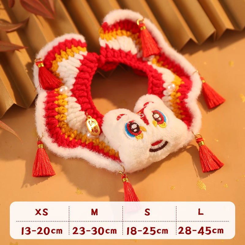 Cat Clothes New Year's Scarf Collar Autumn And Winter Kitten New Year's Festive Puppy Accessories Pet Scarf Dog Scarf