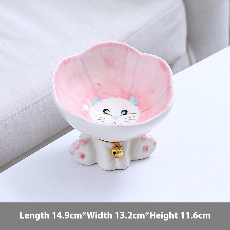 Flower Cute Cat Bowl Pet Bowl Anti-tumble Ceramic