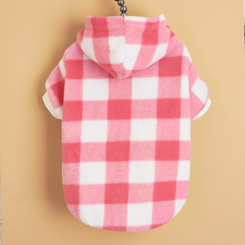 Puppy Warm Anti-lint Clothes Plaid Hoodie Universal